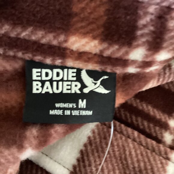 Eddie Bauer Microsoft Collared Brown & Cream Women’s Shirt Size M NWT - Picture 5 of 7